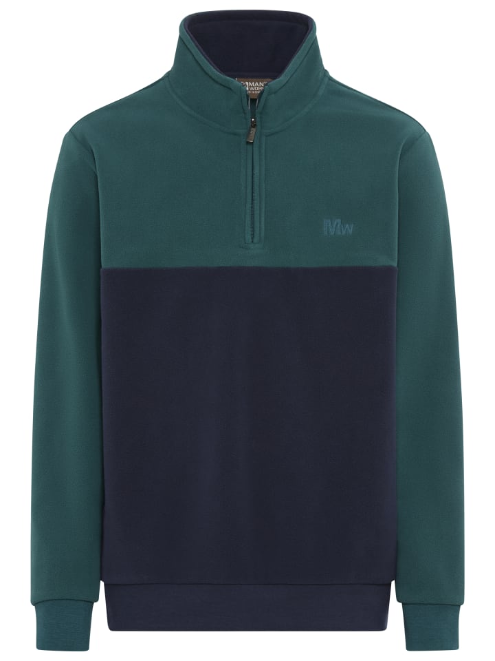 Fleecepullover in marine grün