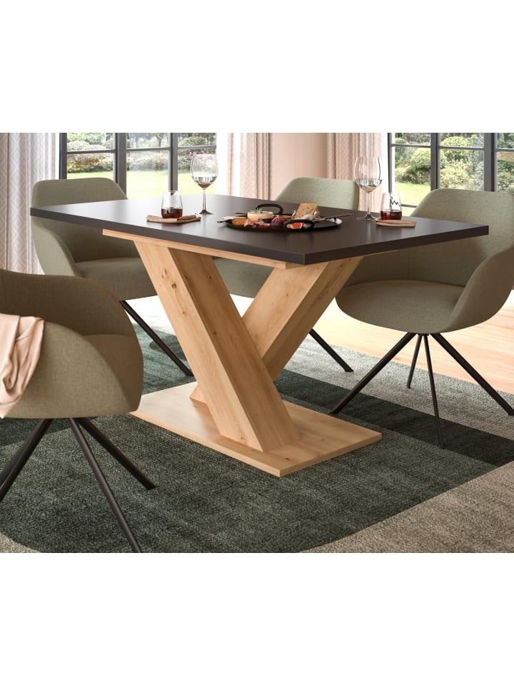Esstisch grau, Eiche Artisan, Küchentisch ausziehbar 150 - 190 cm