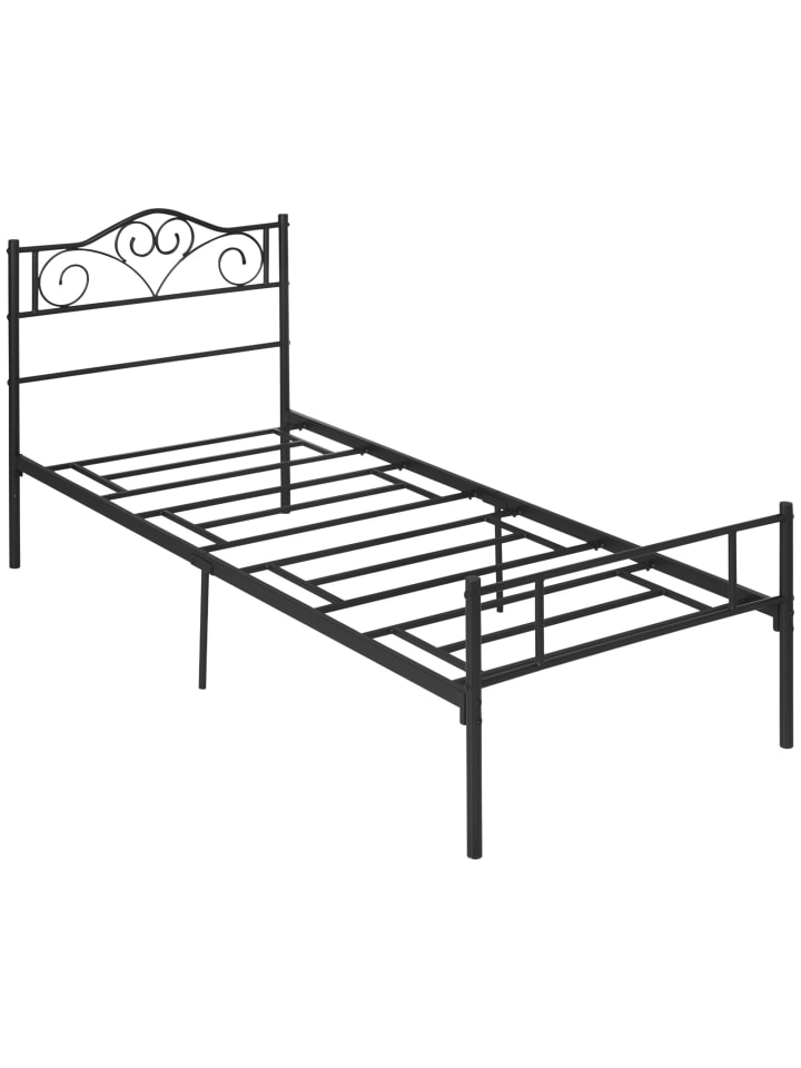 Bett in Schwarz 211L x 95B x 106H cm