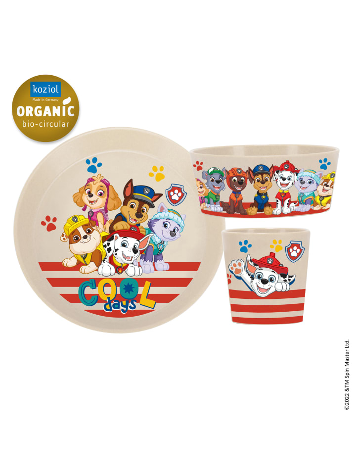 CONNECT PAW PATROL - Kleiner Teller + Schale + Becher in organic sand
