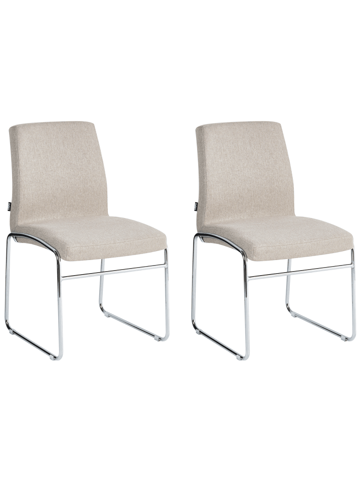 2er-Set Esszimmerstuhl LECCO in Beige/Silber