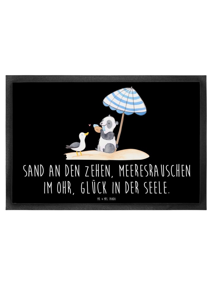 Gummimatte Sommer Meer Glück mit Spruch in Schwarz