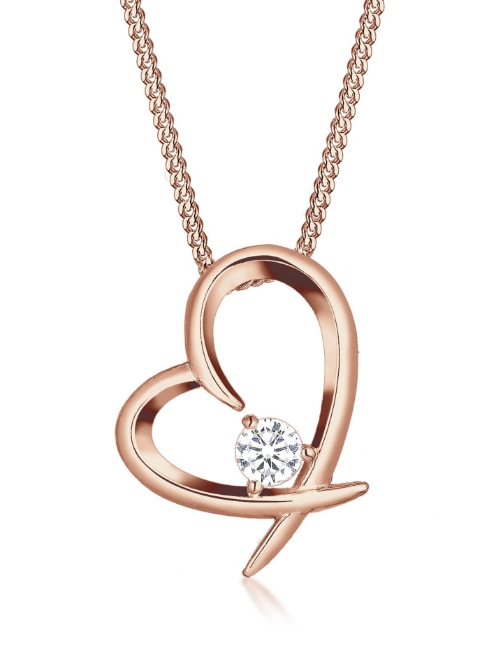Halskette 925 Sterling Silber Herz in Rosegold