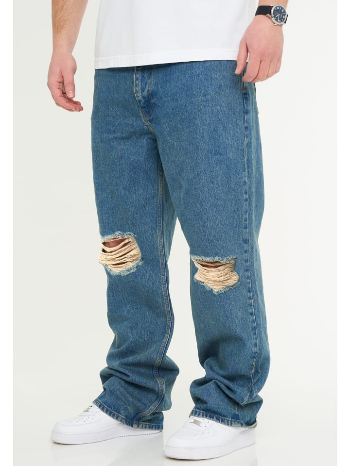 Jeans - DCPAPILON Lange Hose Ripped Loose-Fit Baggy in Vintage Blue