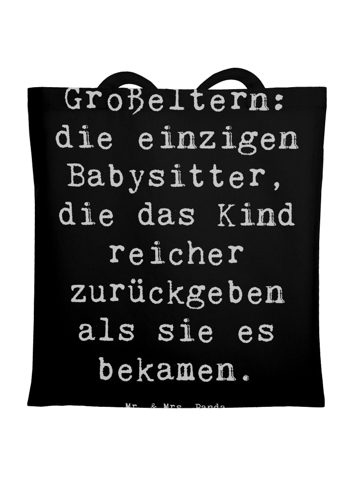Tragetasche Großeltern Babysitter mit Spruch in Schwarz