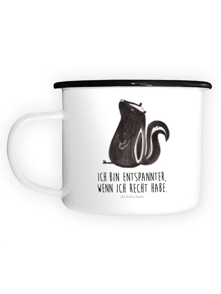 Kaffeebecher Stinktier Sitzen mit Spruch in Weiß