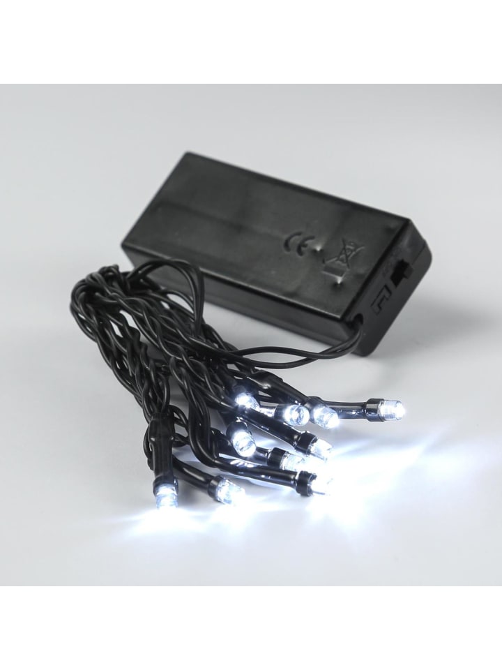 LED Lichterkette Weihnachtslichterkette 10 kaltweiße LED Batterie 1,5m schwarz