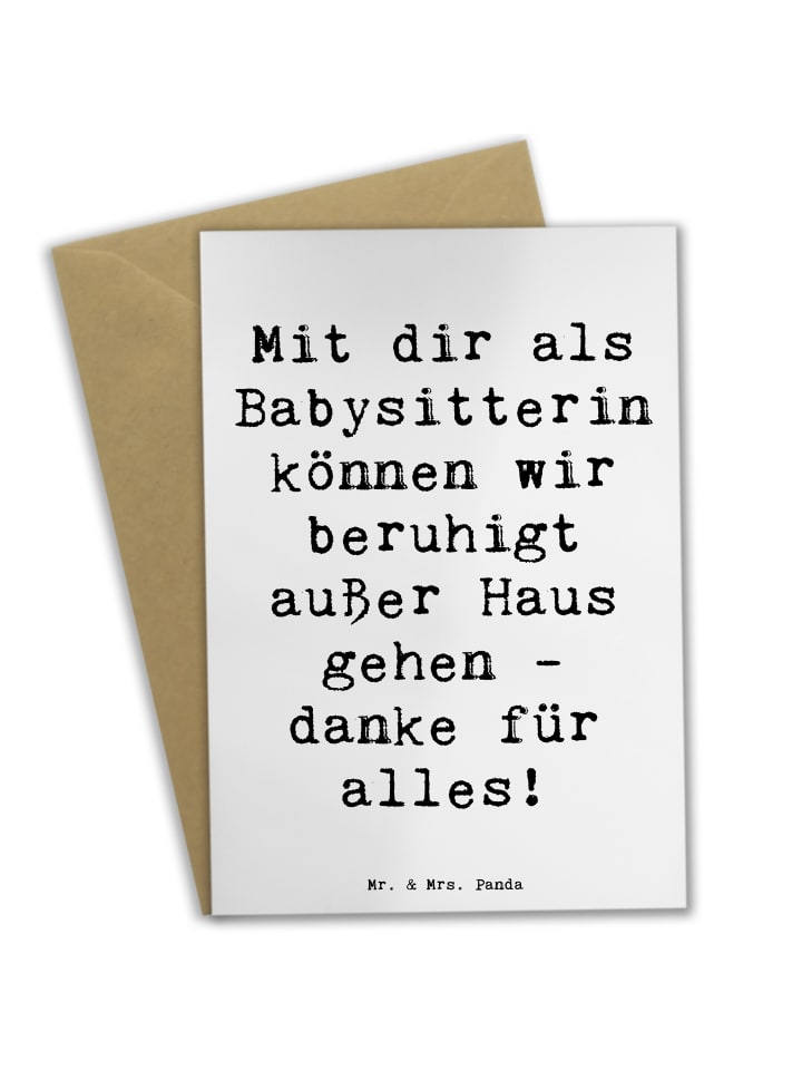 Grußkarte Spruch Babysitter Dank mit Spruch in Weiß
