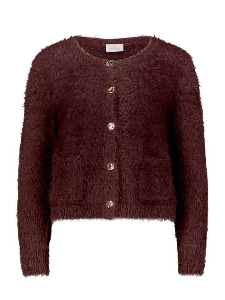 Strick-Cardigan mit Rundhalsausschnitt in Dark Maroon