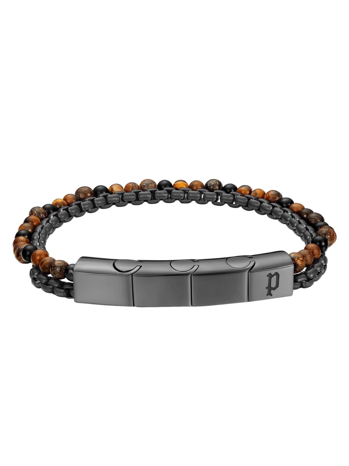 Herrenarmband Edelstahl mit Tigerauge Double Impact Mehrfarbig