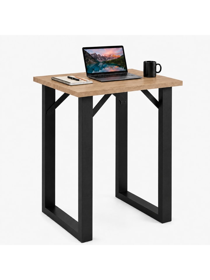 Holz Bartisch Stehtisch Tisch Tresen Xona 80x50 cm in Schwarz / Sonoma-Eiche
