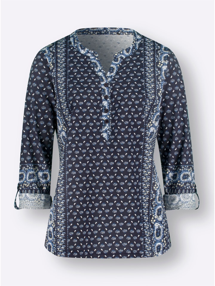 Druck-Shirt in marine-bleu-bedruckt