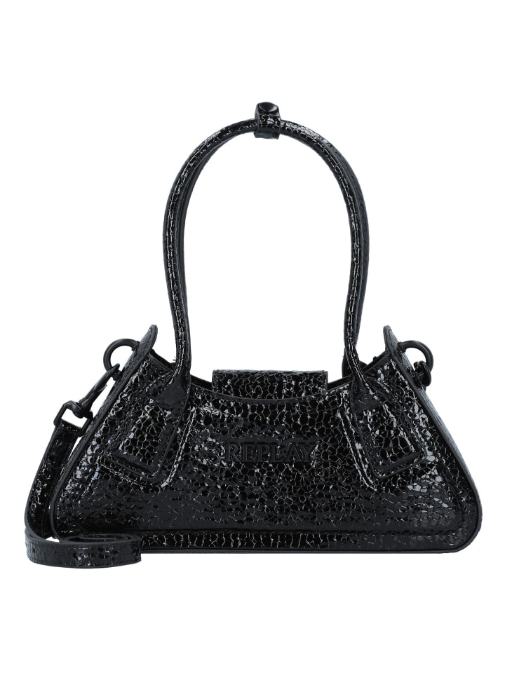 Handtasche 28 cm shiny black