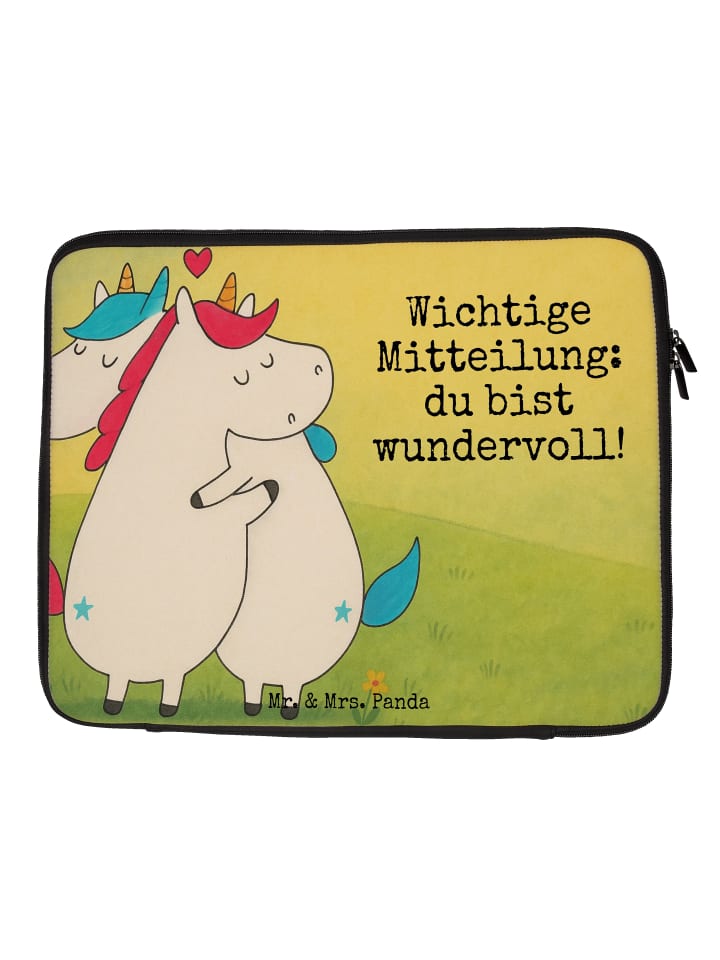 Laptop Tasche Einhorn Mitteilung Design mit Spruch in Weiß