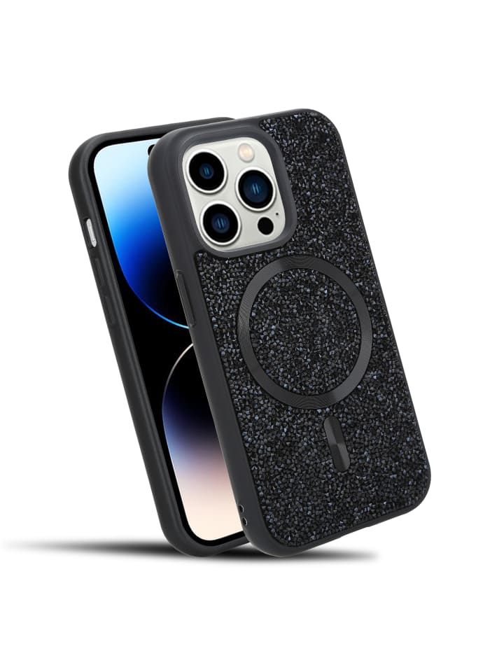 Hülle für Apple iPhone 14 PRO MAX Glitzer Schutzhülle in Schwarz