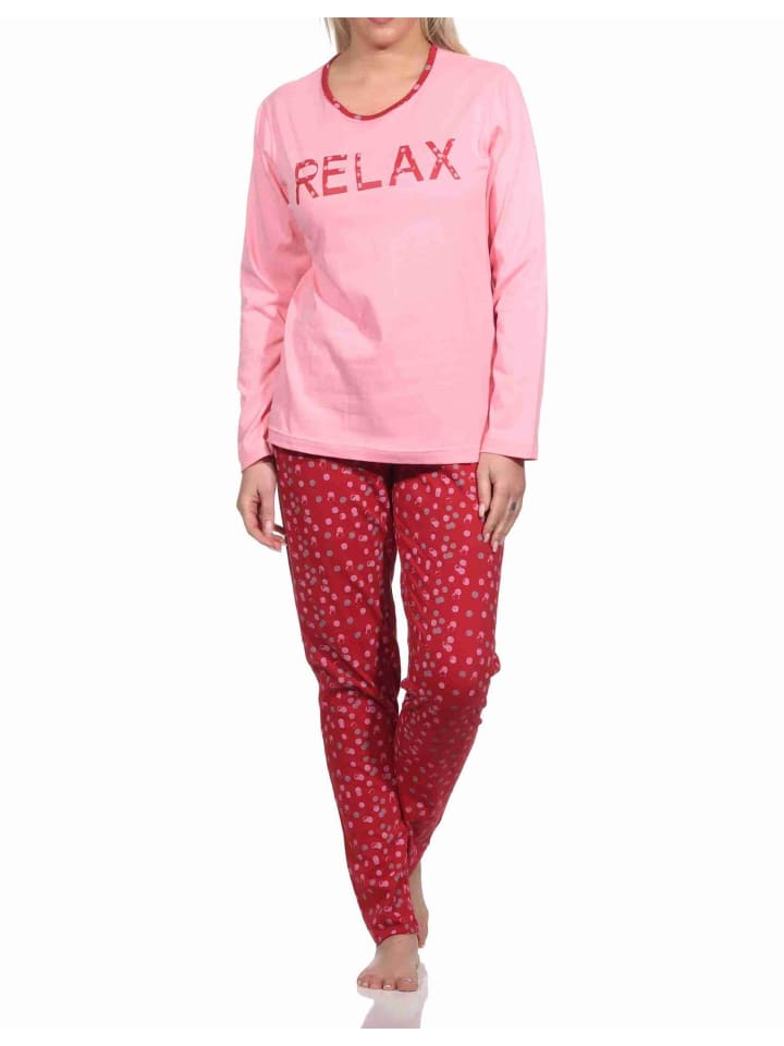 Pyjama Schlafanzug lang Tupfen - 77397 in rose
