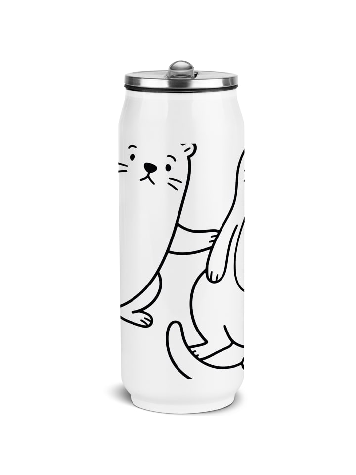 Trinkflasche Otterliebe Design ohne Spruch in Weiß