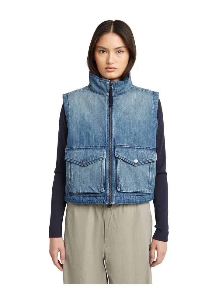 2-Pocket Padded Zip Weste antique faded thames
