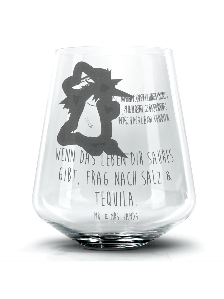 Whiskyglas Axolotl Tequila mit Spruch in Transparent