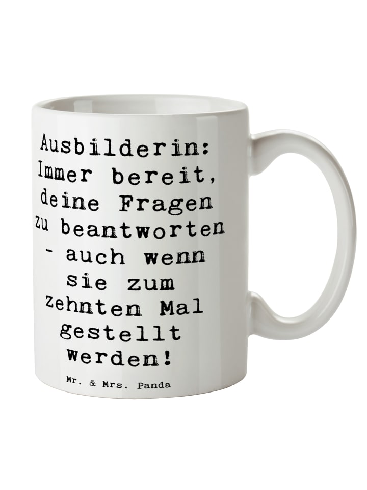 Trinkbecher Spruch Ausbilderin Geduld mit Spruch in Weiß