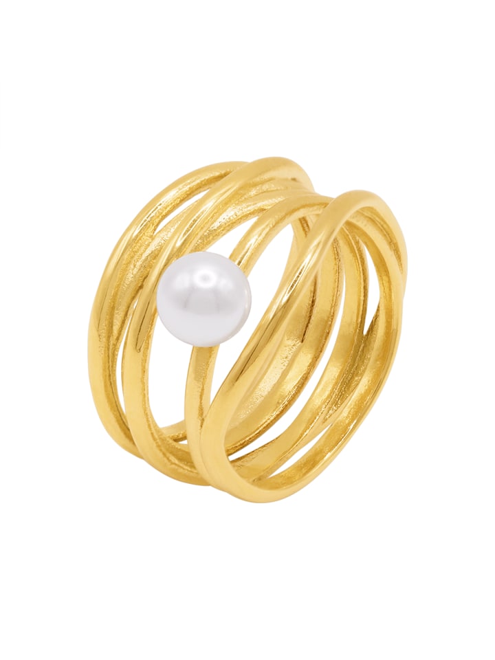 Ring Damen Serpens goldfarben in weiss