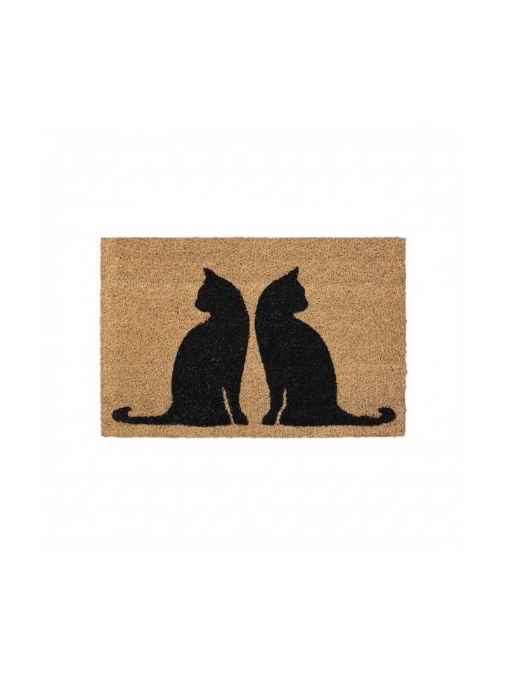 Fußmatte "Katzen" in Natur/ Schwarz - 40 x 60 cm