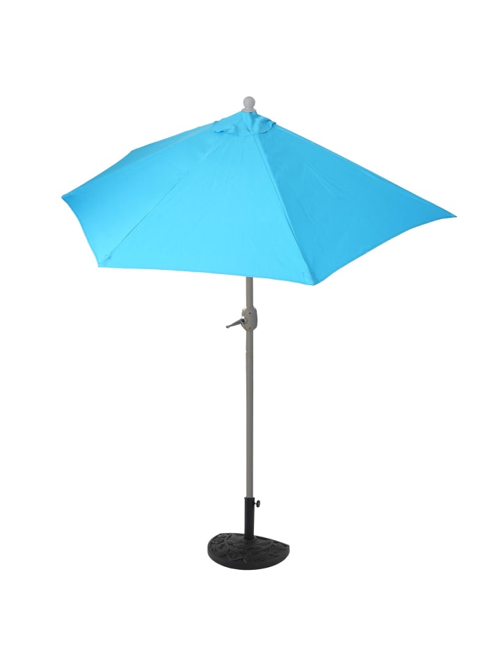 Sonnenschirm halbrund Lorca, 300cm türkis mit Ständer