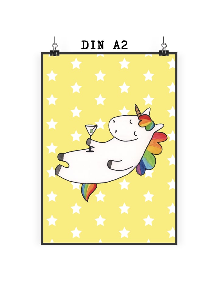 Wandbild Einhorn Blümchentail ohne Spruch in Gelb Pastell