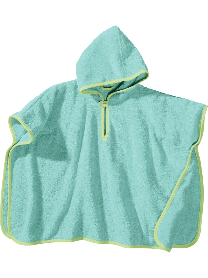 Frottier Kinder-Poncho mit Kapuze in mint