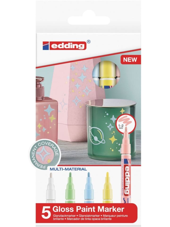 Glanzlack-Marker edding 751 Pastell 1-2mm Packung mit 5 Farben