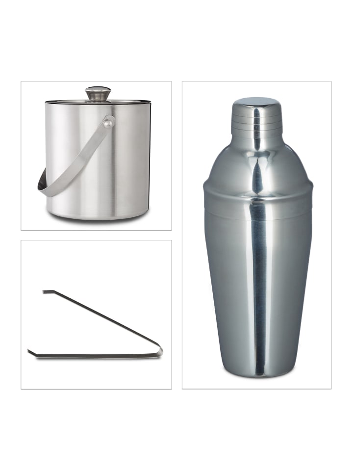7tlg. Cocktail-Mix-Set in Silber