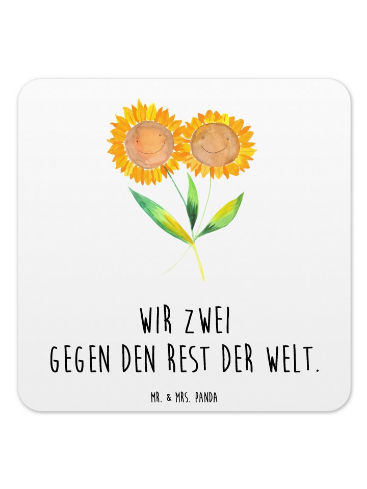 Gläseruntersetzer Blume Sonnenblume mit Spruch in Weiß