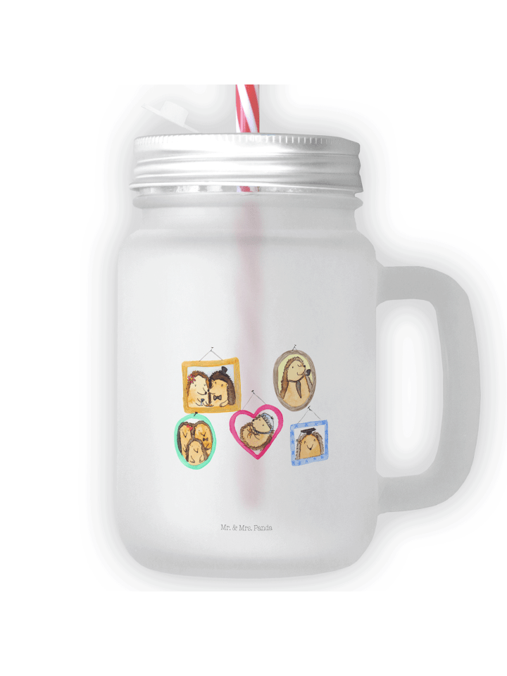 Glas Igel Familie ohne Spruch in Transparent