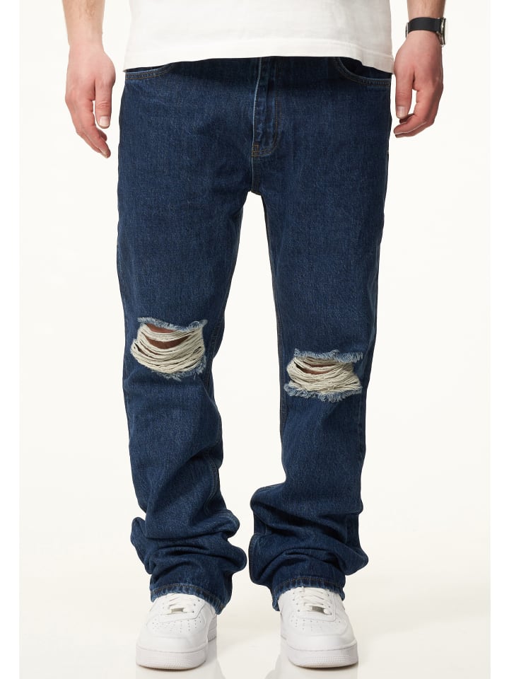 Jeans - DCPARADERA Lange Hose Ripped Straight-Fit in Medium Blue