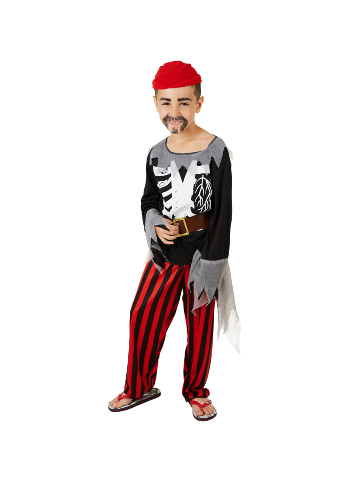 Seeräuber, auch Freibeuter, in schwarz, Piratenoberteil, Fetzenoptik