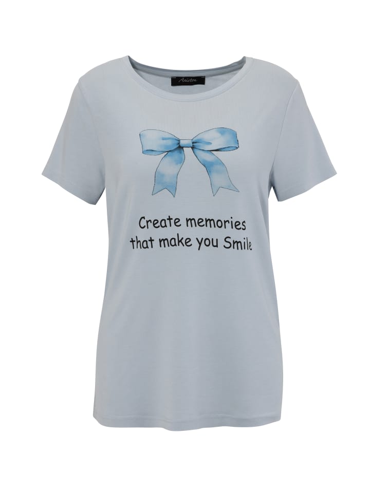 T-Shirt in hellblau-türkis-schwarz