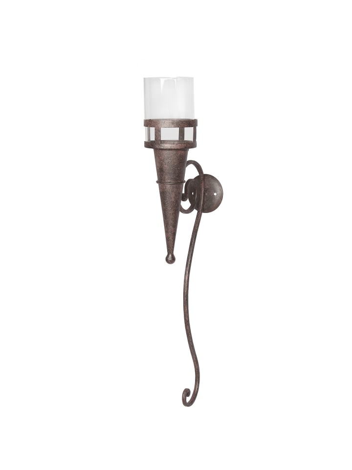 Wandleuchter mit Glas 57cm in antikbraun