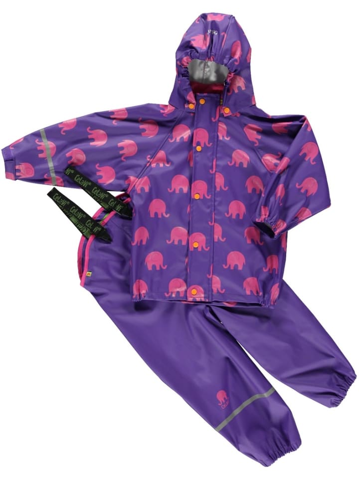 Kinder Regenset "Rainwear set elephant AOP-PU" in Lila