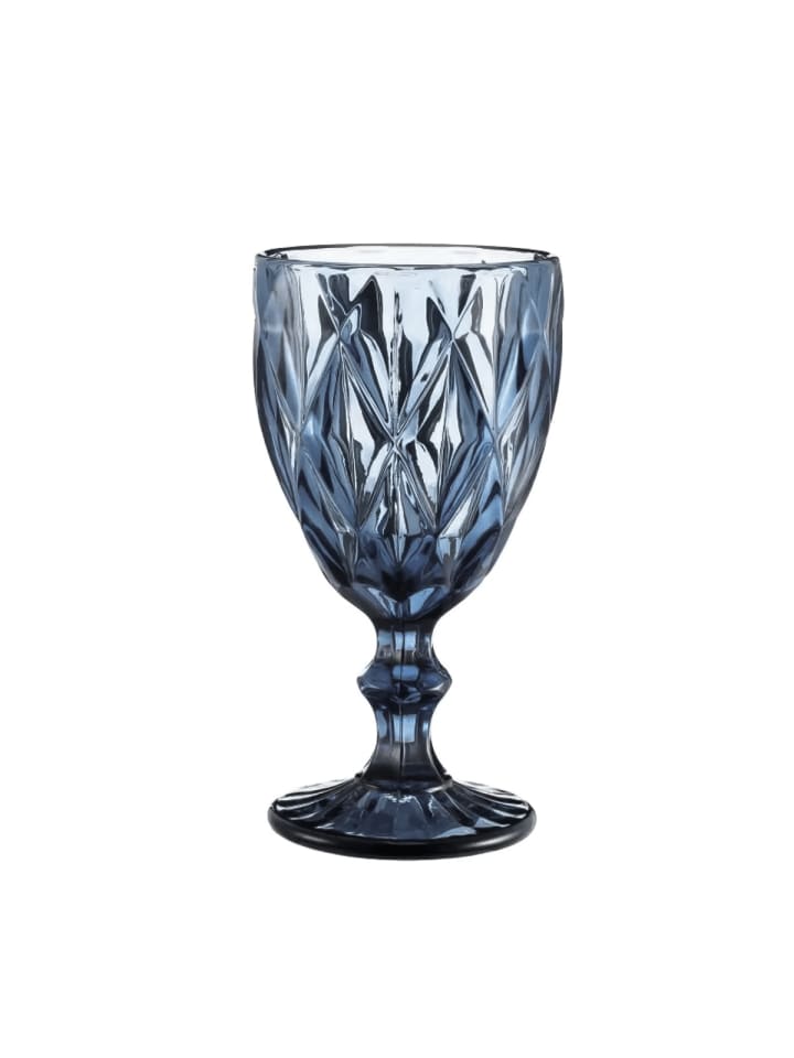 6 Teiliges Set Weingläser Trinkgläser in Blau