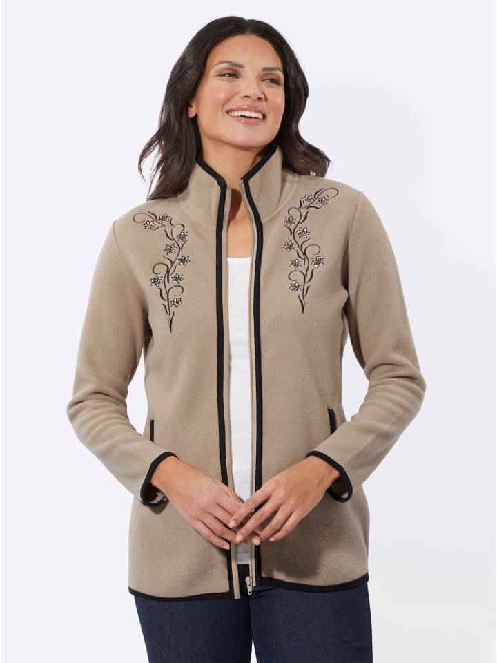 Fleece-Jacke in sesam-schwarz