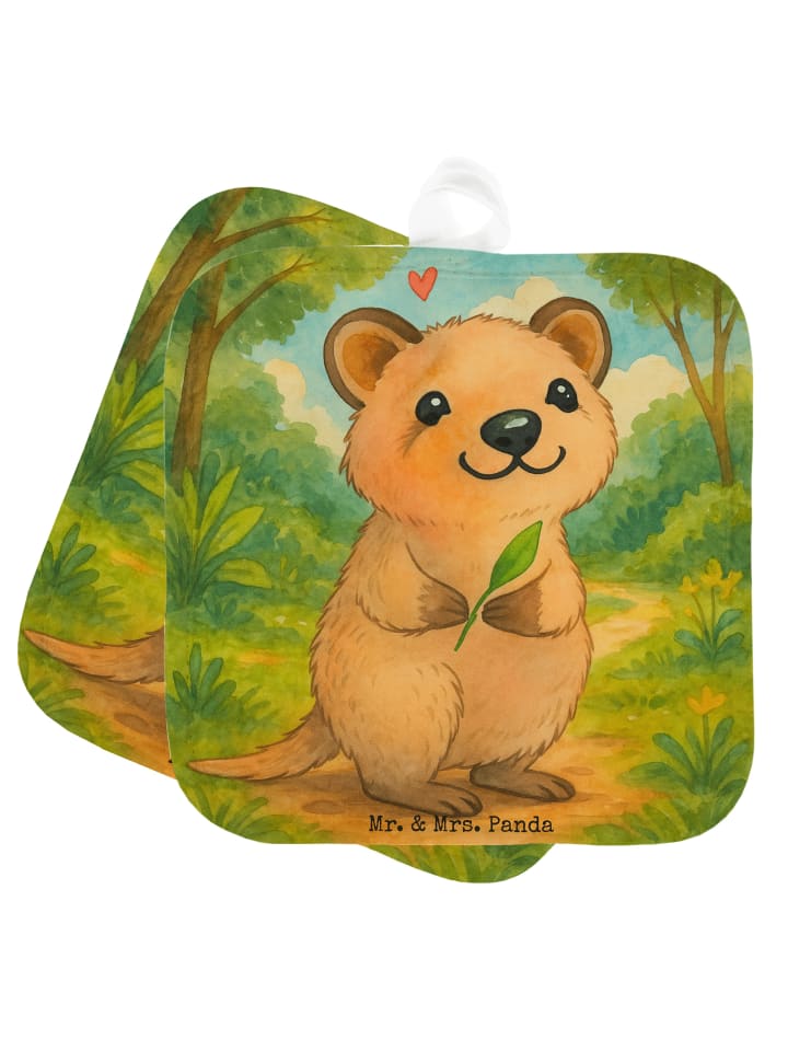 Topflappen Quokka Happy Design ohne Spruch in Weiß