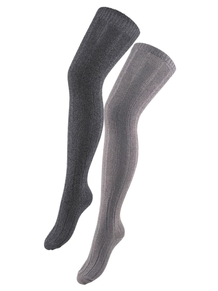 Overknees in schwarz-meliert, grau-meliert