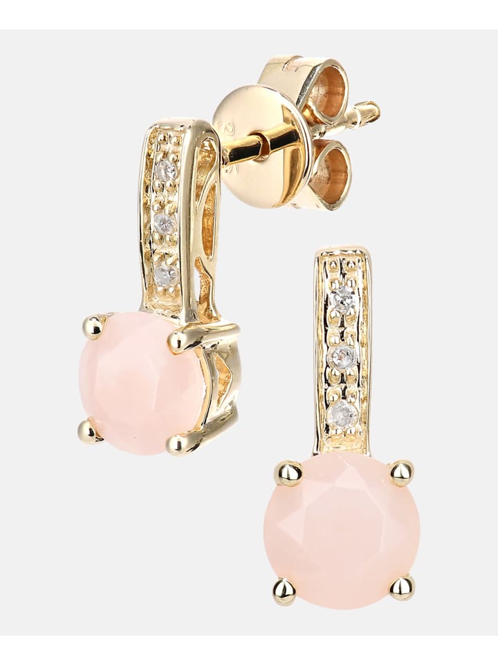 Ohrhänger aus 375 Gelbgold mit Diamant mit Opal