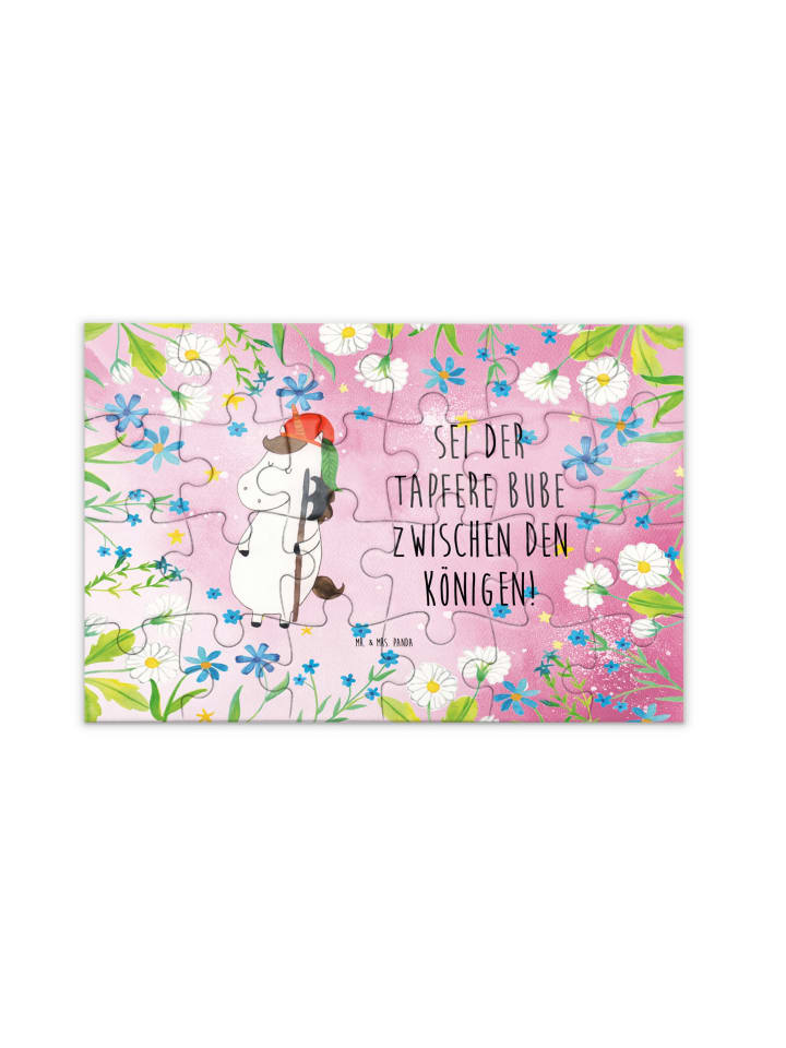 Puzzle Einhorn mit Spruch in Rot Pastell