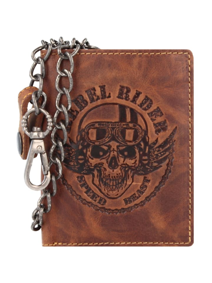 Rebel Rider Biker Geldbörse Leder 11 cm brown