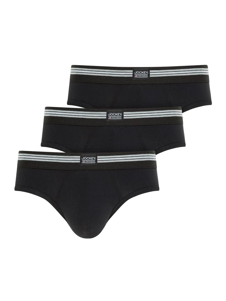 Slips Cotton Stretch 3 Stück in Schwarz