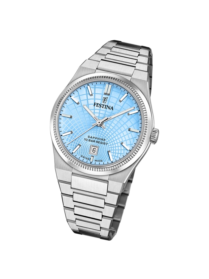 Analog-Armbanduhr Festina Swiss Made silber groß (ca. 40mm)