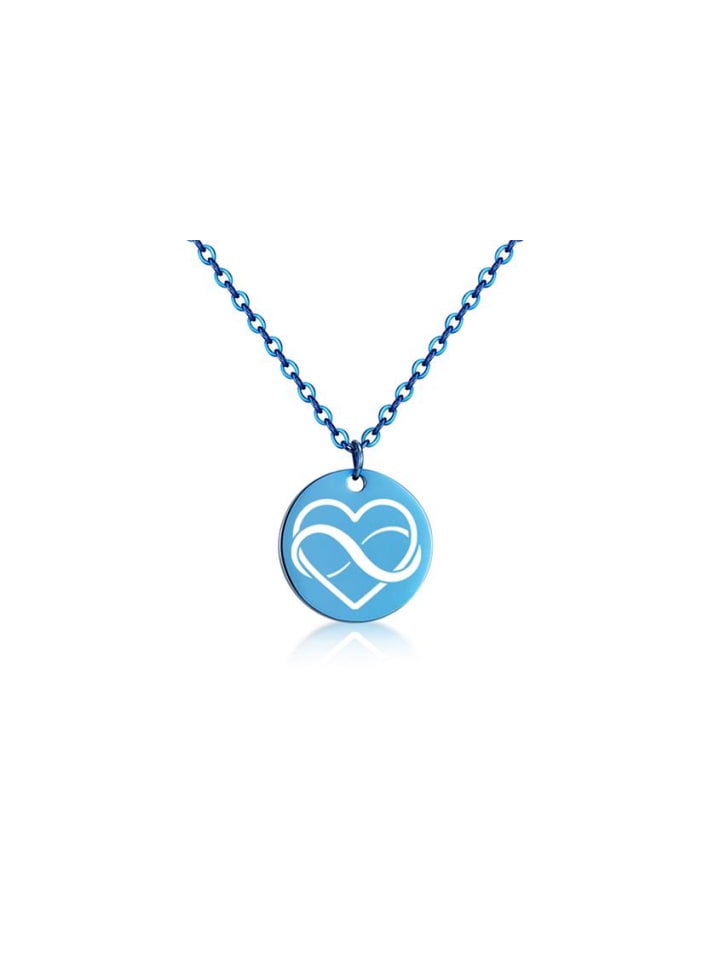 Halskette mit Anhänger - HERZ - Edelstahl, blau
