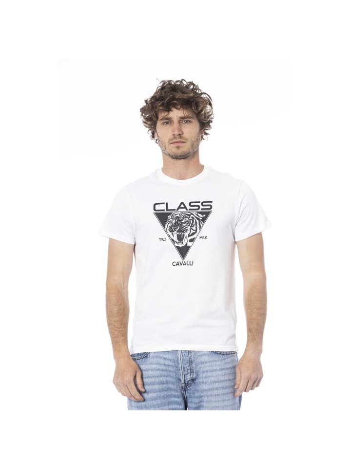 Weiß Baumwolle Herren T-Shirt