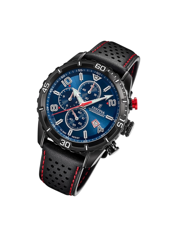 Analog-Armbanduhr Festina Chronograph schwarz groß (ca. 45mm)